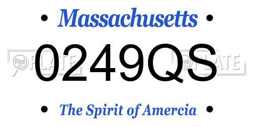 0249QS Massachusetts License Plate