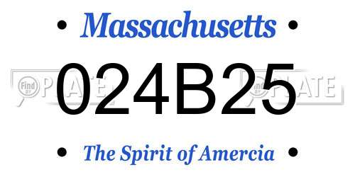 024B25 Massachusetts License Plate