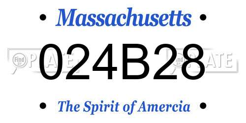 024B28 Massachusetts License Plate