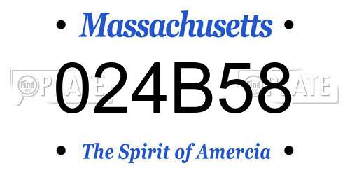 024B58 Massachusetts License Plate