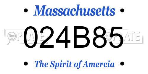 024B85 Massachusetts License Plate