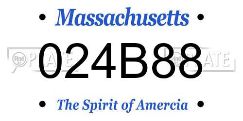 024B88 Massachusetts License Plate