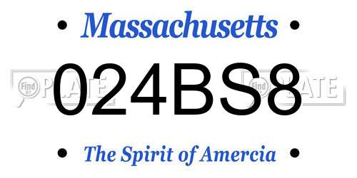 024BS8 Massachusetts License Plate