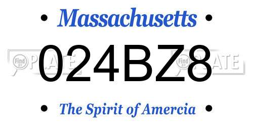 024BZ8 Massachusetts License Plate