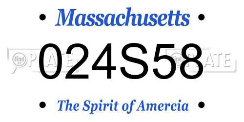 024S58 Massachusetts License Plate