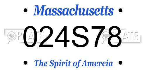 024S78 Massachusetts License Plate