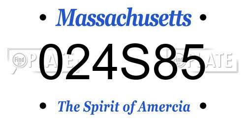 024S85 Massachusetts License Plate