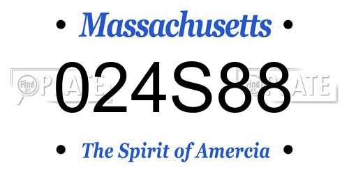 024S88 Massachusetts License Plate