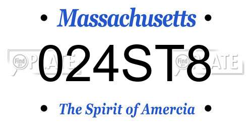024ST8 Massachusetts License Plate