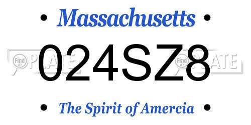 024SZ8 Massachusetts License Plate