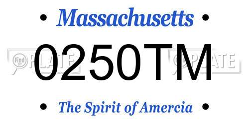 0250TM Massachusetts License Plate