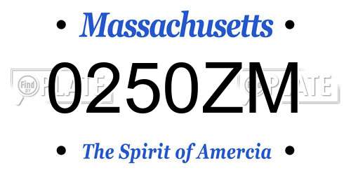 0250ZM Massachusetts License Plate