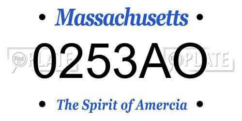 0253AO Massachusetts License Plate