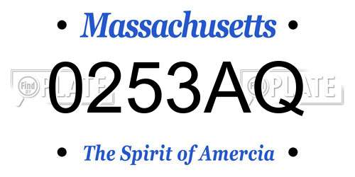 0253AQ Massachusetts License Plate