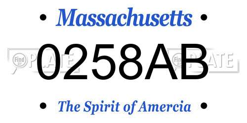0258AB Massachusetts License Plate