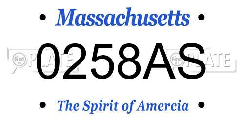 0258AS Massachusetts License Plate