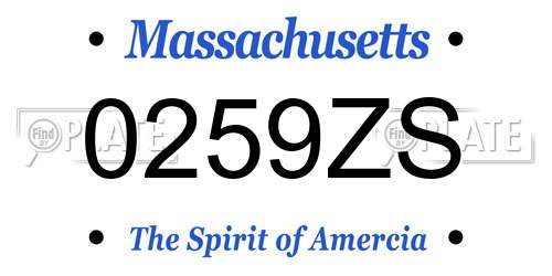 0259ZS Massachusetts License Plate