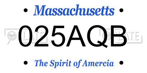 025AQB Massachusetts License Plate