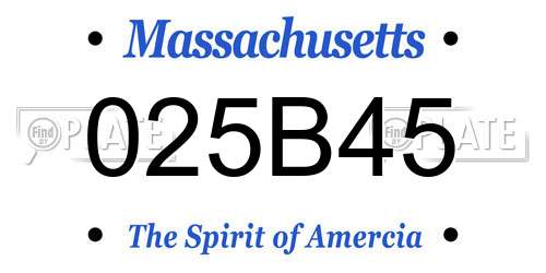025B45 Massachusetts License Plate