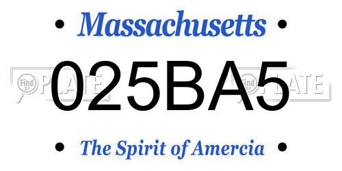 025BA5 Massachusetts License Plate