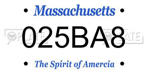 025BA8 Massachusetts License Plate