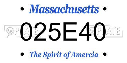 025E40 Massachusetts License Plate