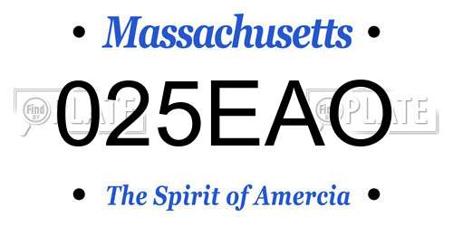 025EAO Massachusetts License Plate