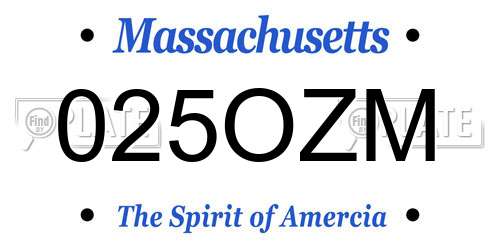 025OZM Massachusetts License Plate