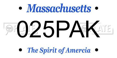 025PAK Massachusetts License Plate