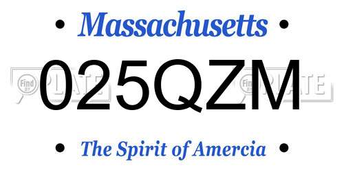 025QZM Massachusetts License Plate