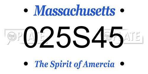 025S45 Massachusetts License Plate