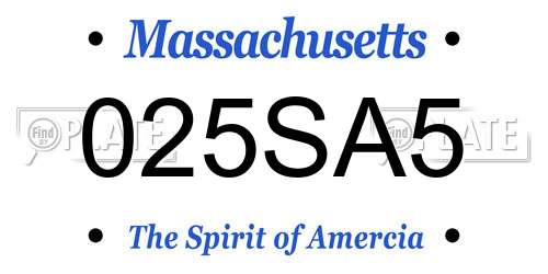 025SA5 Massachusetts License Plate