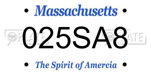 025SA8 Massachusetts License Plate
