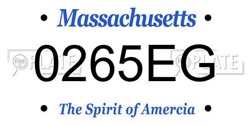0265EG Massachusetts License Plate