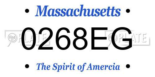0268EG Massachusetts License Plate