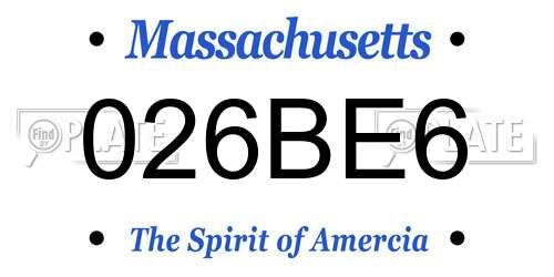 026BE6 Massachusetts License Plate