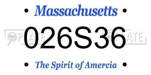 026S36 Massachusetts License Plate