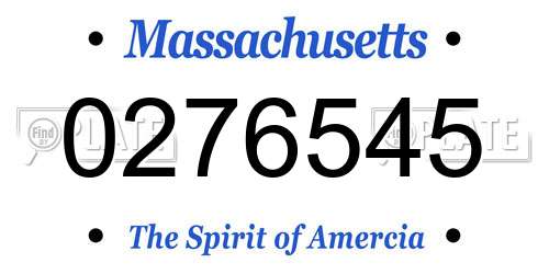 0276545 Massachusetts License Plate