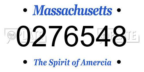 0276548 Massachusetts License Plate