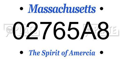 02765A8 Massachusetts License Plate