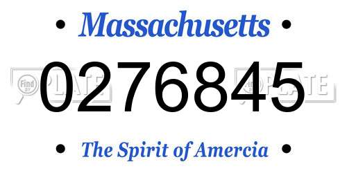 0276845 Massachusetts License Plate