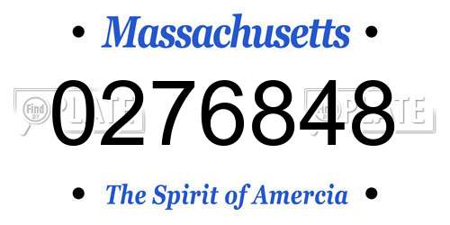 0276848 Massachusetts License Plate