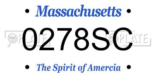 0278SC Massachusetts License Plate