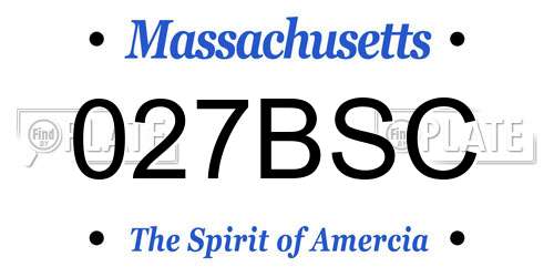 027BSC Massachusetts License Plate