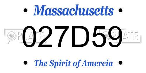 027D59 Massachusetts License Plate