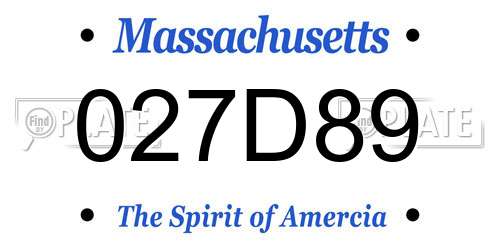 027D89 Massachusetts License Plate