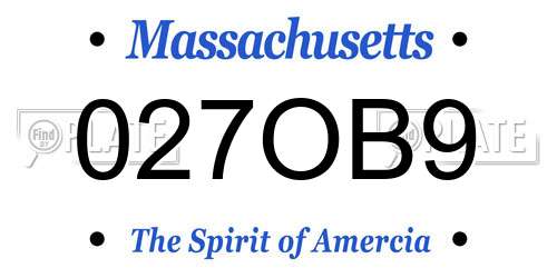 027OB9 Massachusetts License Plate