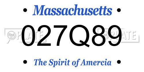 027Q89 Massachusetts License Plate