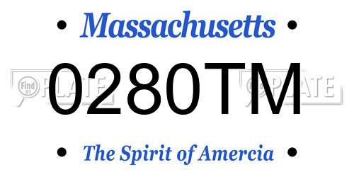 0280TM Massachusetts License Plate