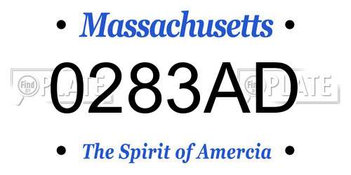 0283AD Massachusetts License Plate